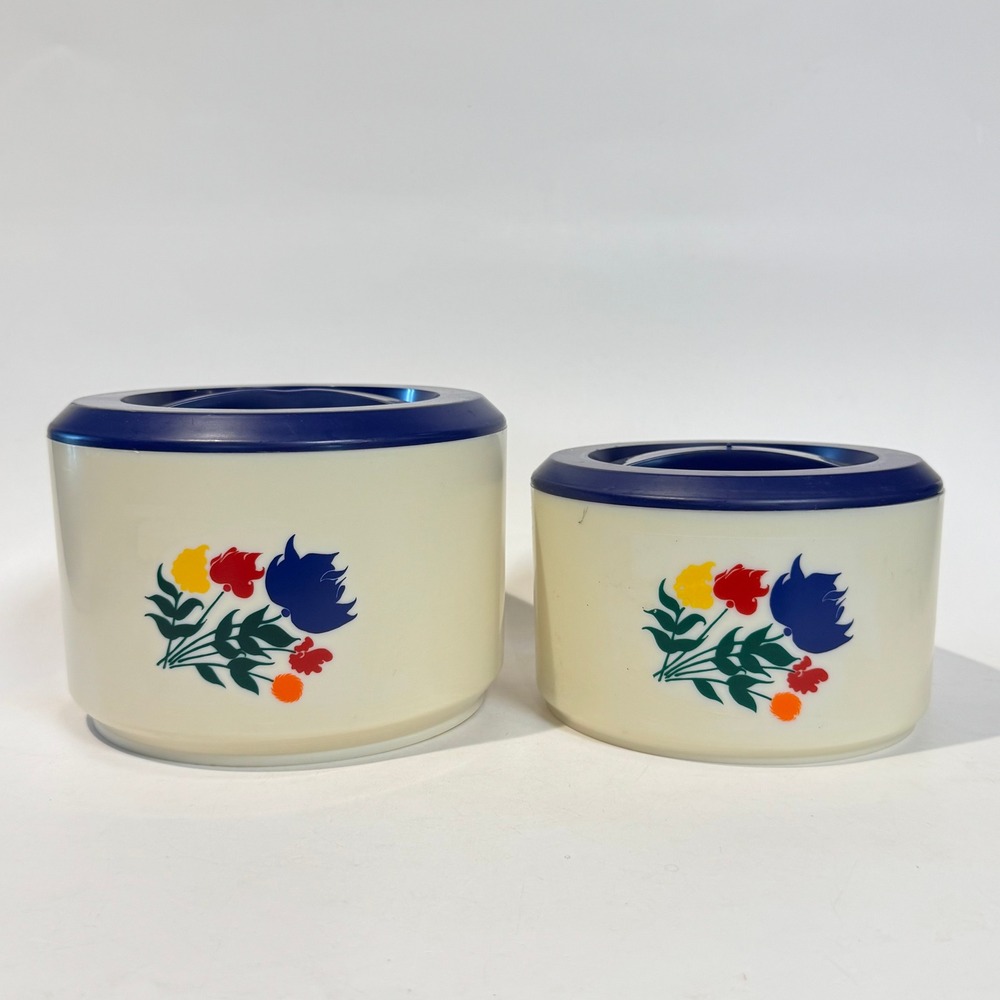 Vintage Sterilite‎ Plastic Tulip Floral Planter Canister Set of 2 Cottagecore